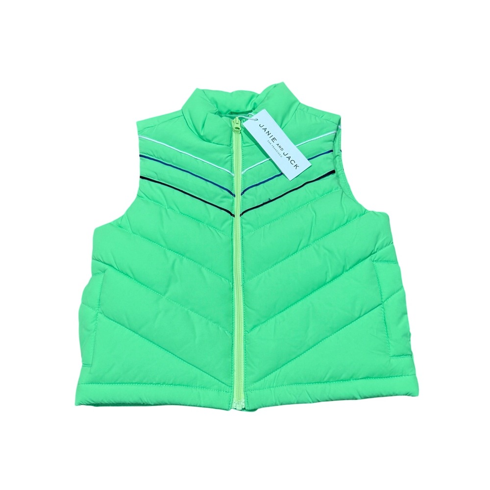 Janie‎ and Jack Kids Green Quilted Puffer Vest Water Resistant 18-24 Months NWT